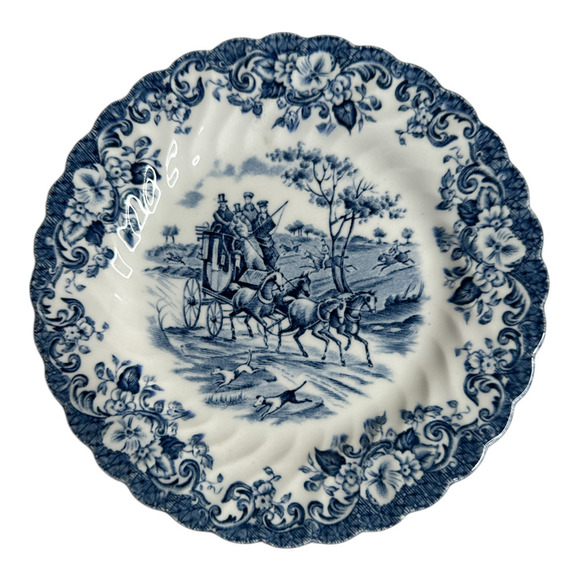 Johnson Bros England Blue Coaching Scenes Ironstone Hunting Country Plate - Picture 1 of 5